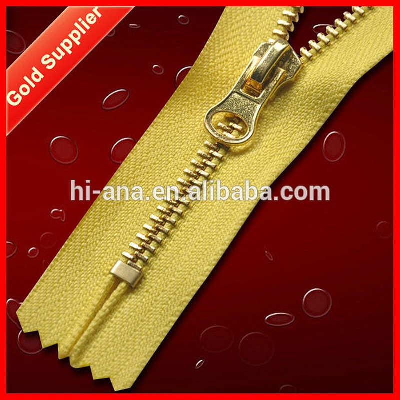 Metal Zippers Pin Lock 5 with Golden Teeth