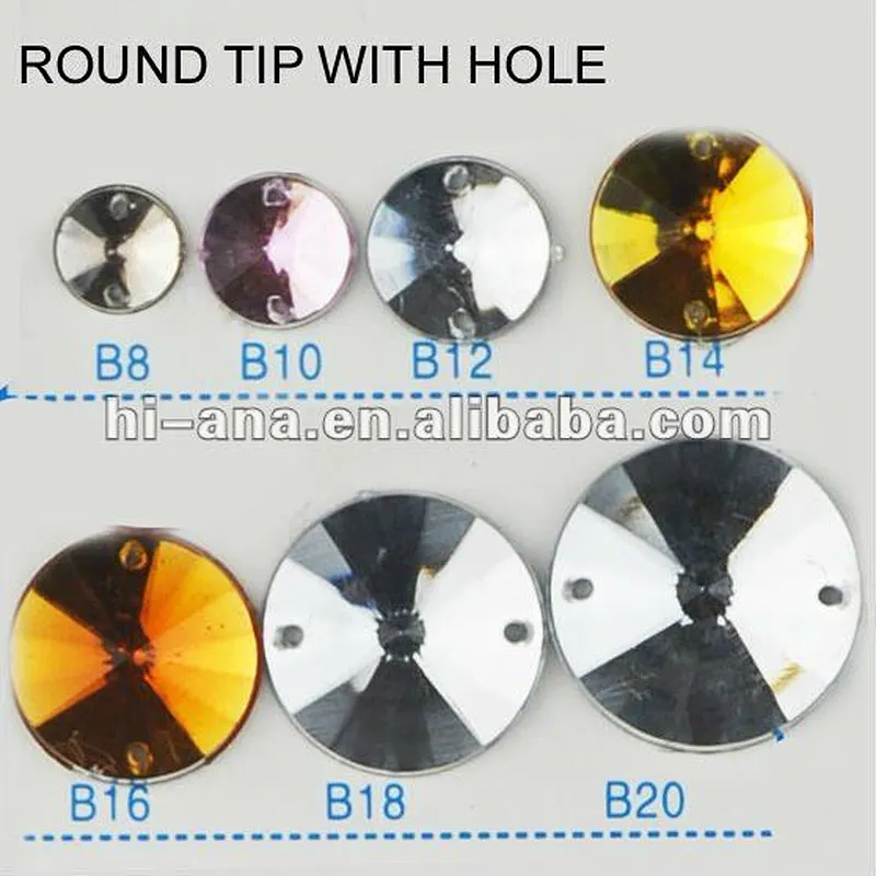 ROUND TIP Fashion Acrylic Stone with hole