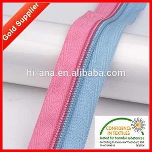 No 5 nylon Zipper Long Chain with Double Colors