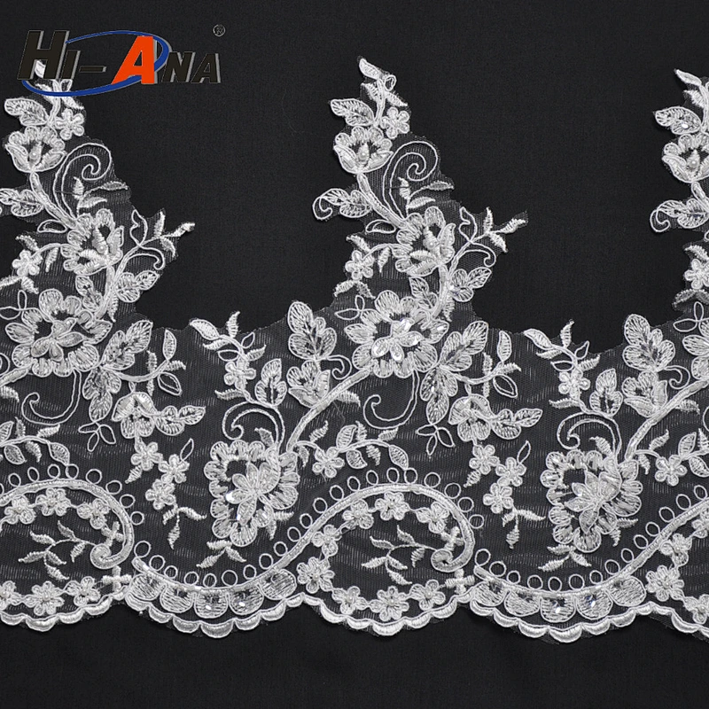 hi-ana lace3 Global brands 10 year Cheap color african lace embroidery fabric for wedding dress