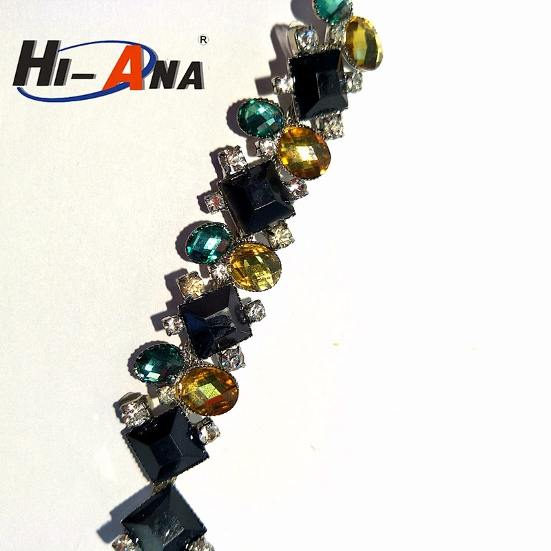 hi-ana rhinestone3 15 years factory experience multi color fancy rhinestone chain trimming