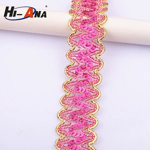 width:30mm.elastic sequins trimming with 6mm Flat China supplier