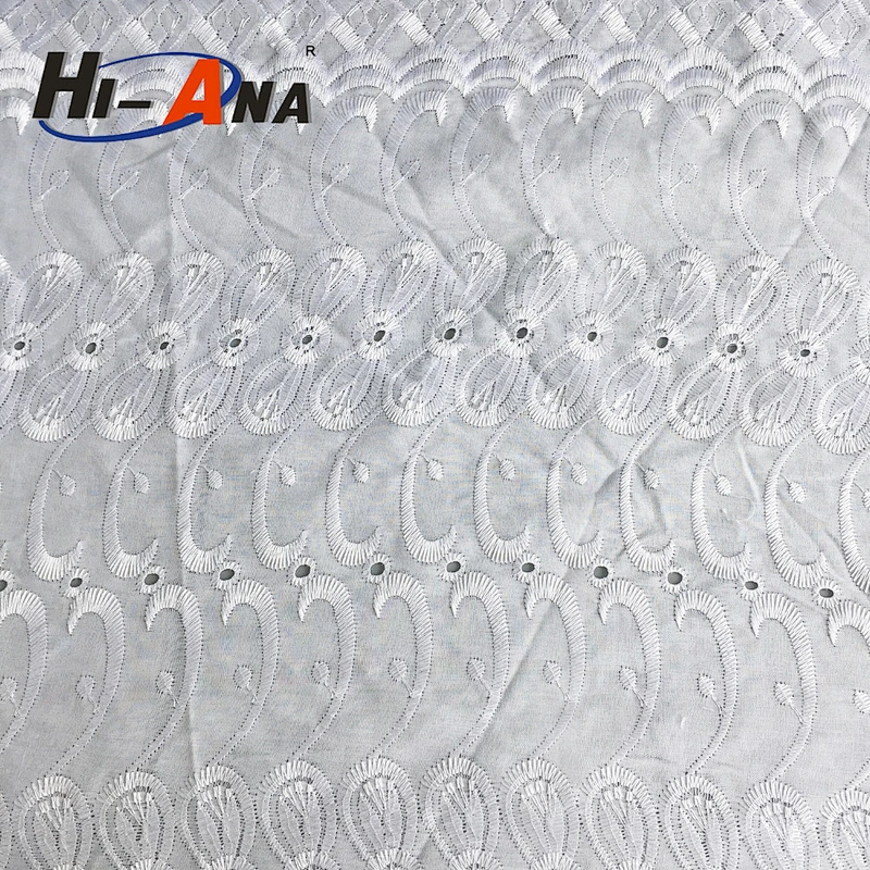 100% cotton lace fabric and width 135 cm