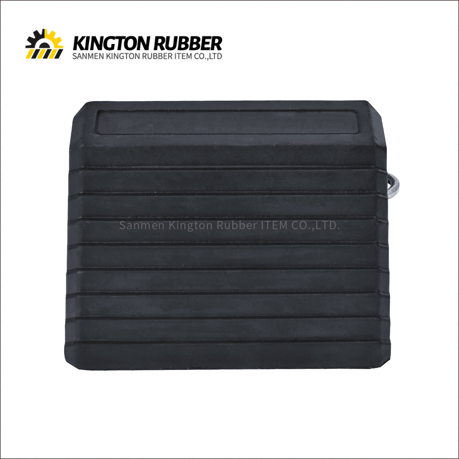 Trapezoid Shape Rubber Wheel Chock with Metal Hanging Ring
