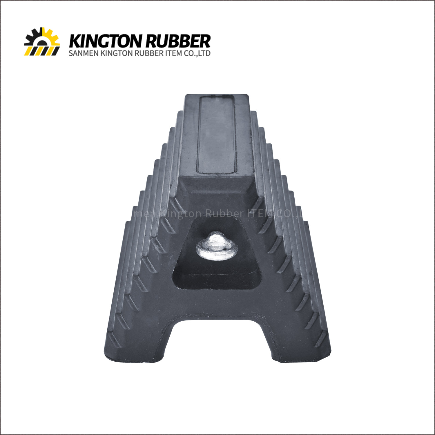 Trapezoid Shape Rubber Wheel Chock with Metal Hanging Ring