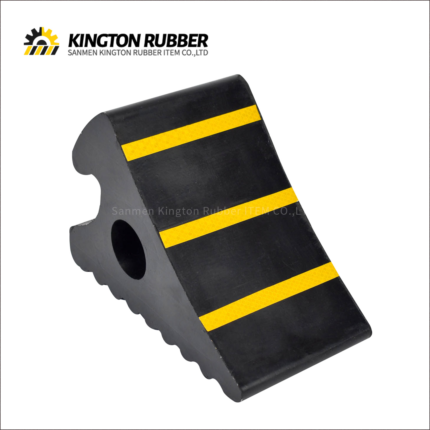 Tiger Mouth Shape Rubber Wheel Chock with Metal Hanging Ring