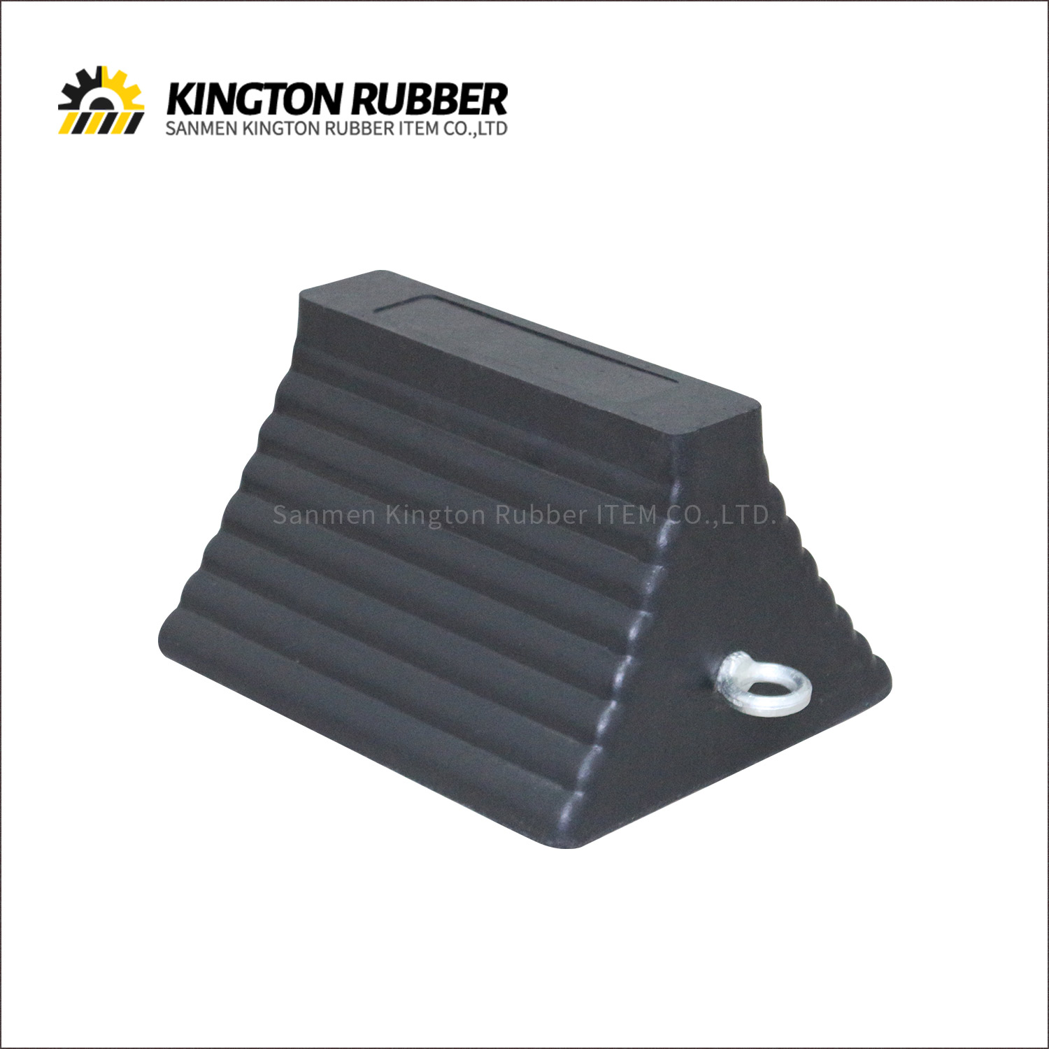 Trapezoid Shape Rubber Wheel Chock with Metal Hanging Ring