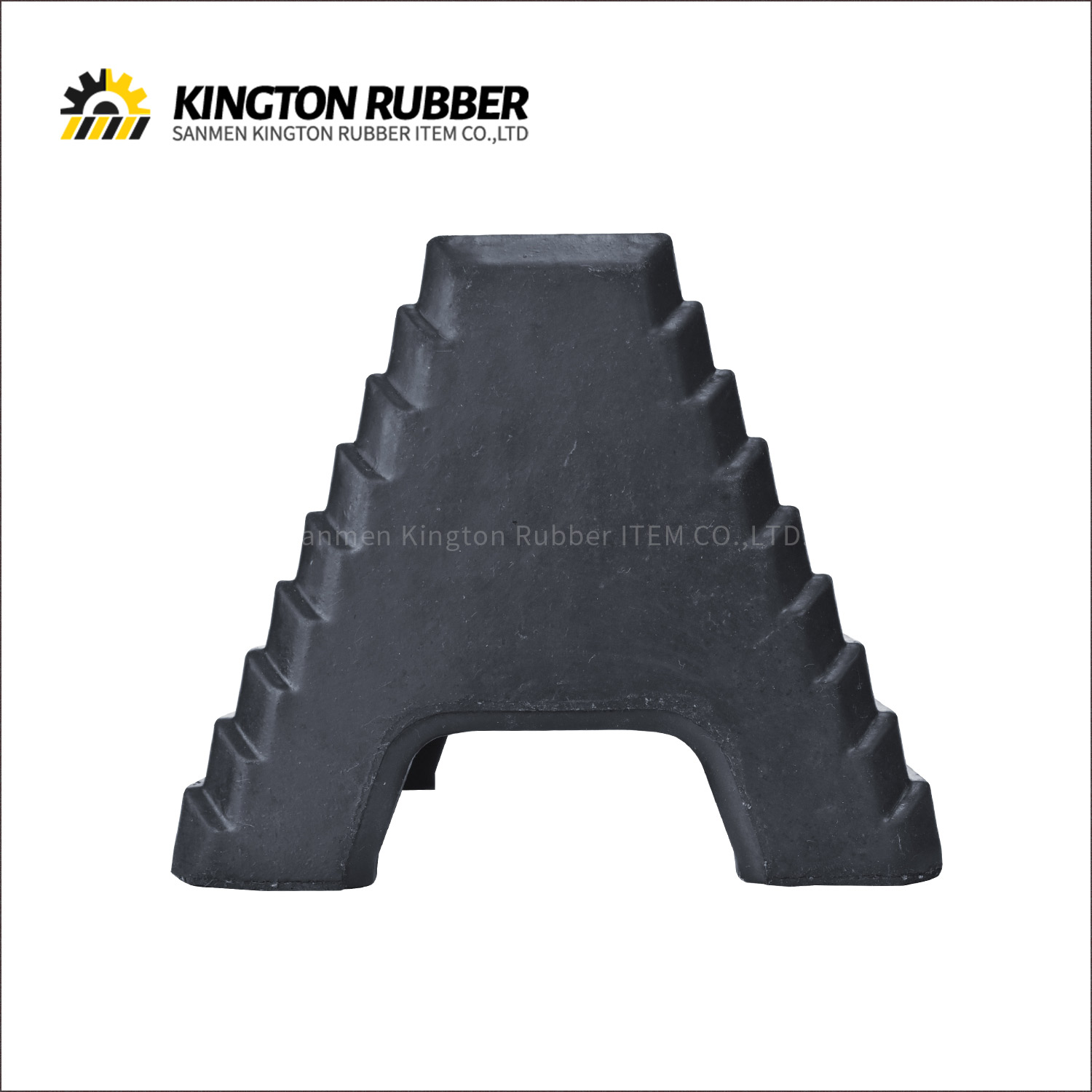 Trapezoid Shape Rubber Wheel Chock with Metal Hanging Ring