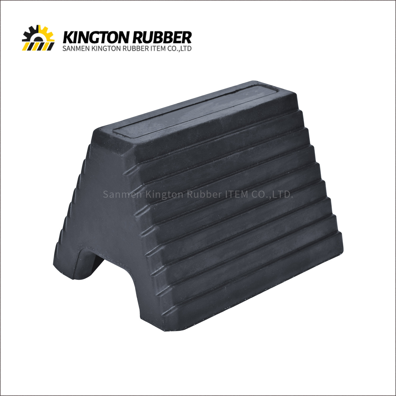 Trapezoid Shape Rubber Wheel Chock with Metal Hanging Ring