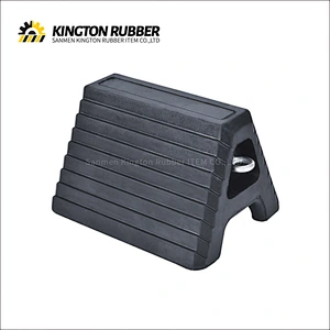 Trapezoid Shape Rubber Wheel Chock with Metal Hanging Ring
