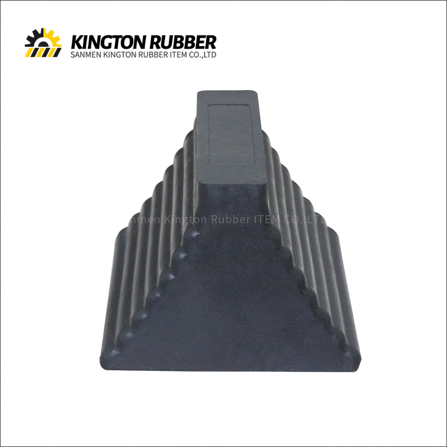 Trapezoid Shape Rubber Wheel Chock with Metal Hanging Ring