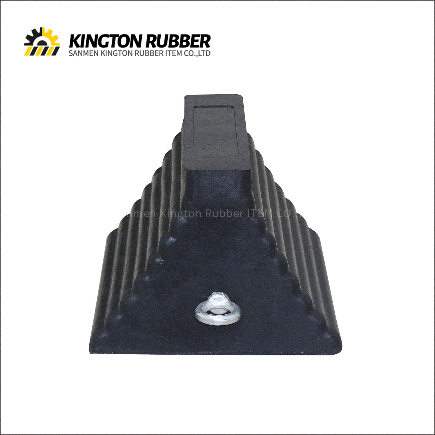 Trapezoid Shape Rubber Wheel Chock with Metal Hanging Ring