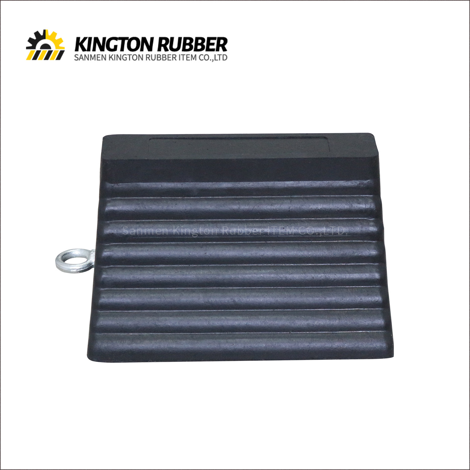Trapezoid Shape Rubber Wheel Chock with Metal Hanging Ring