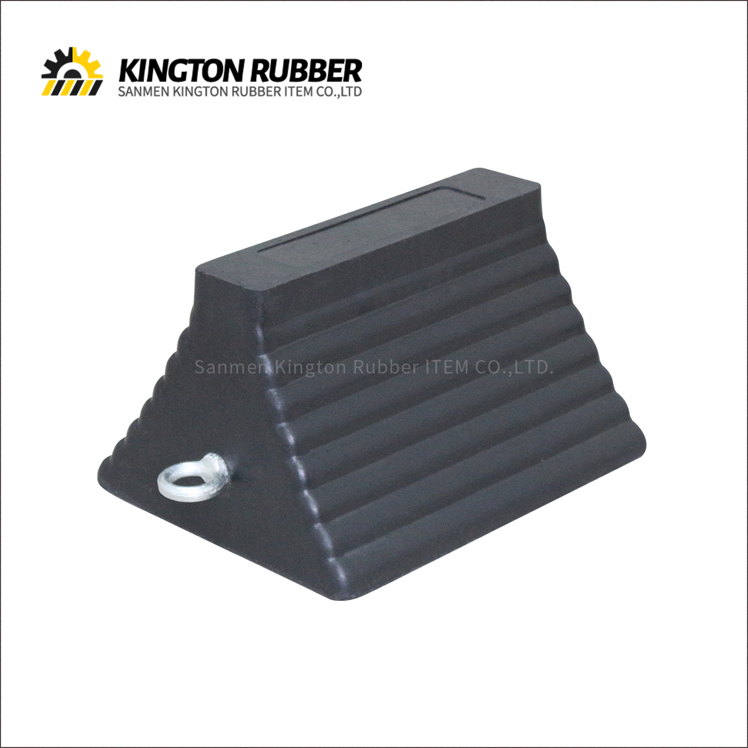 Trapezoid Shape Rubber Wheel Chock with Metal Hanging Ring