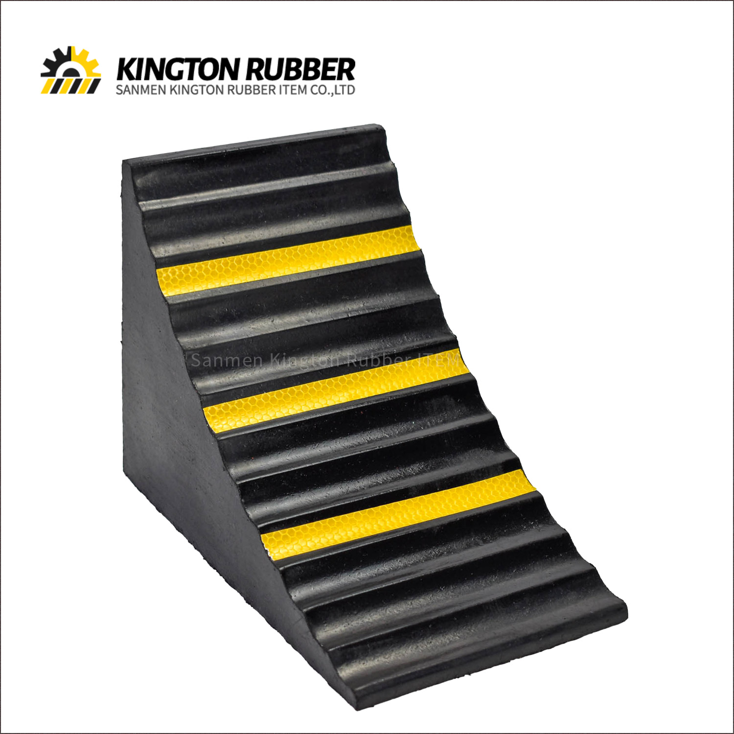 Small-size Rubber Wheel Chock with 3 Reflective Tapes
