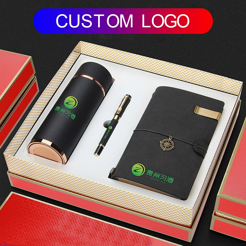 promotion gift set 350ml flask bottle metal pen notepad Cross-border wholesale agent distribution award-giving souvenirs