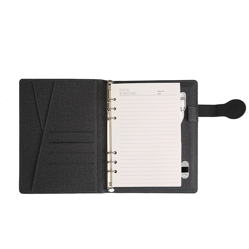 custom printing business gift set power bank pu leather diary notebook