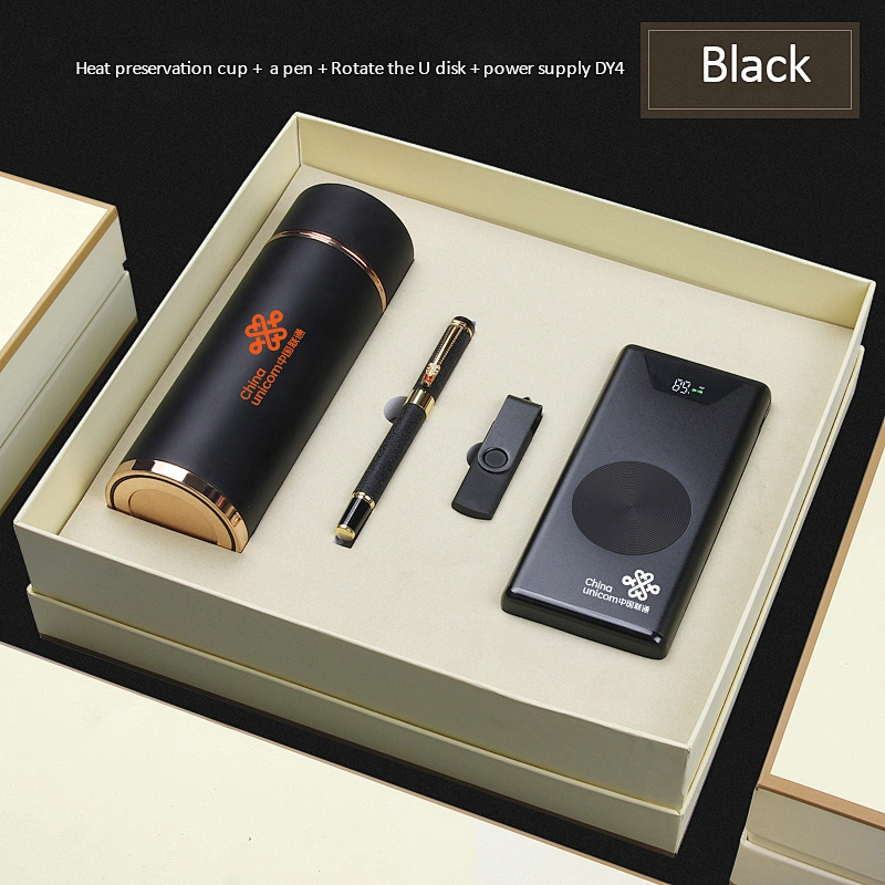 350ml flask bottle metal pen 8GB USB 10000mah powerbank cooperation business gift set distribution customized logo
