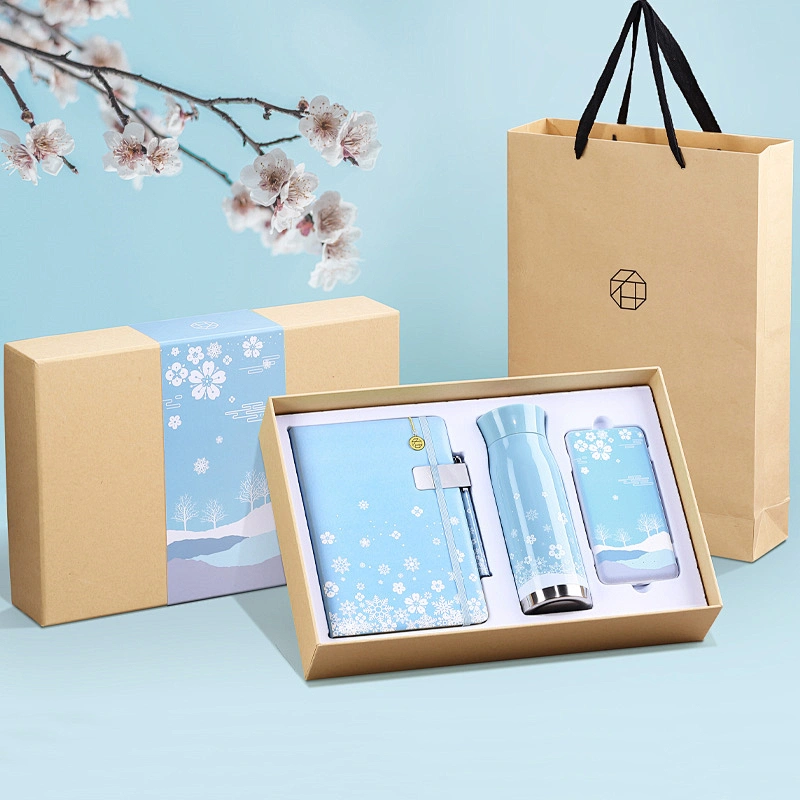 Business Gift set - Four Season - Winter 08029088-4 with notebook bookmark pen power bank 10000 ma stainless vacuum flask 400 ml