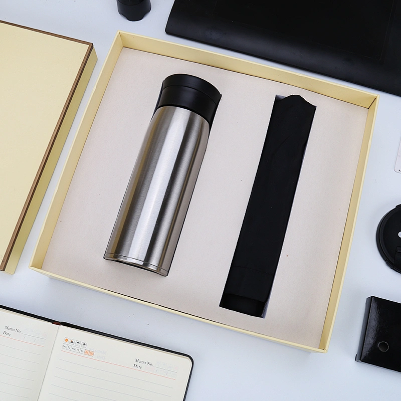 housewarming gifts 350ml flask bottle black umbrella business gift cooperation business gift set distribution
