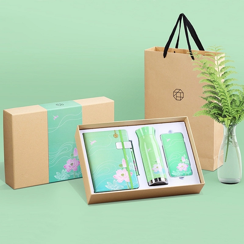 Business Gift set - Four Season - Autumn  with notebook bookmark pen power bank and stainless vacuum flask