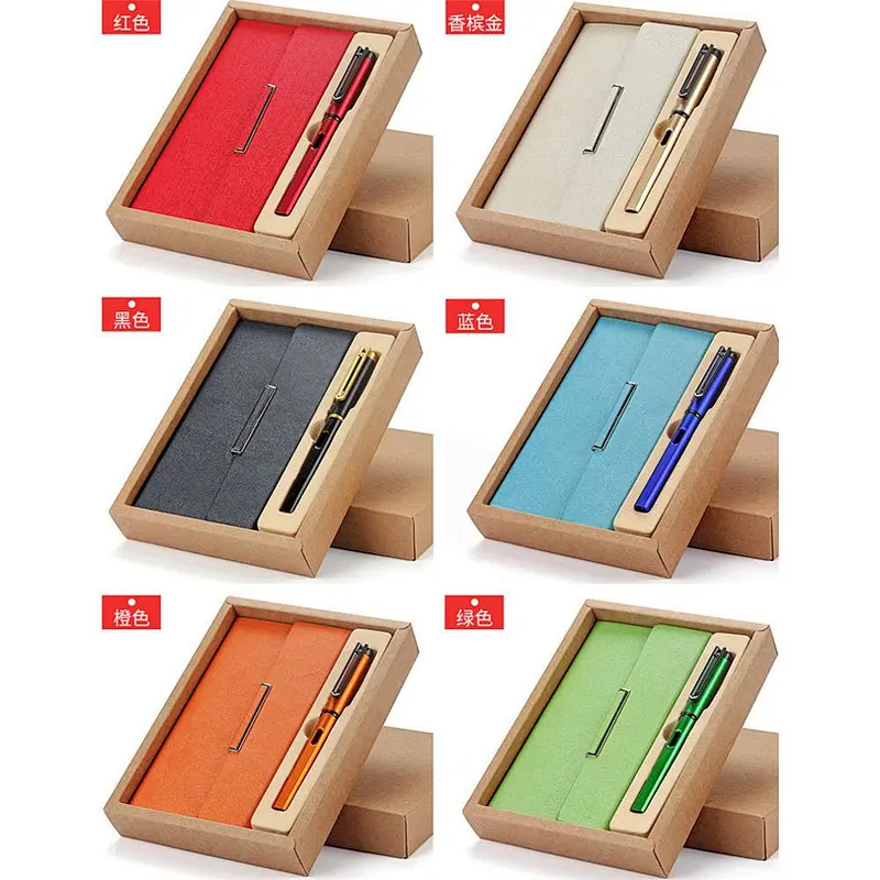 Customized Office Stationery Leather Gift Set Business Gift Set with Notebook and Pen 2019 Promotion In-Stock Business Gift