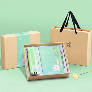 Business Gift set - Four Season - Summer 08029089-2 with notebook bookmark pen and stainless vacuum flask 400ml