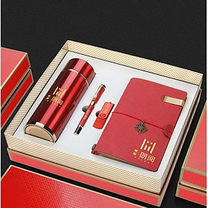 annual meeting agent distribution gift wholesale distribution agents 350ml flask bottle metal pen notepad 8GB USB