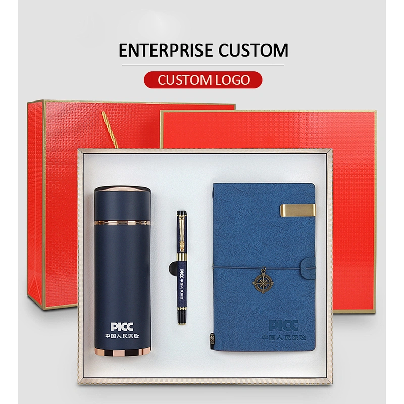 business gift set 350ml flask bottle metal pen notepad Cross-border wholesale agent distribution award-giving souvenirs