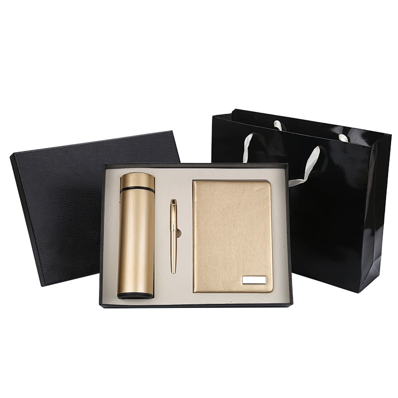 2019 new arrival Leather Office Business Notebook Gift Set with flask
