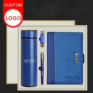 promotional products 500ml flask bottle notepad metal pen U disk gift pen set with box free agent manufacturers merchants