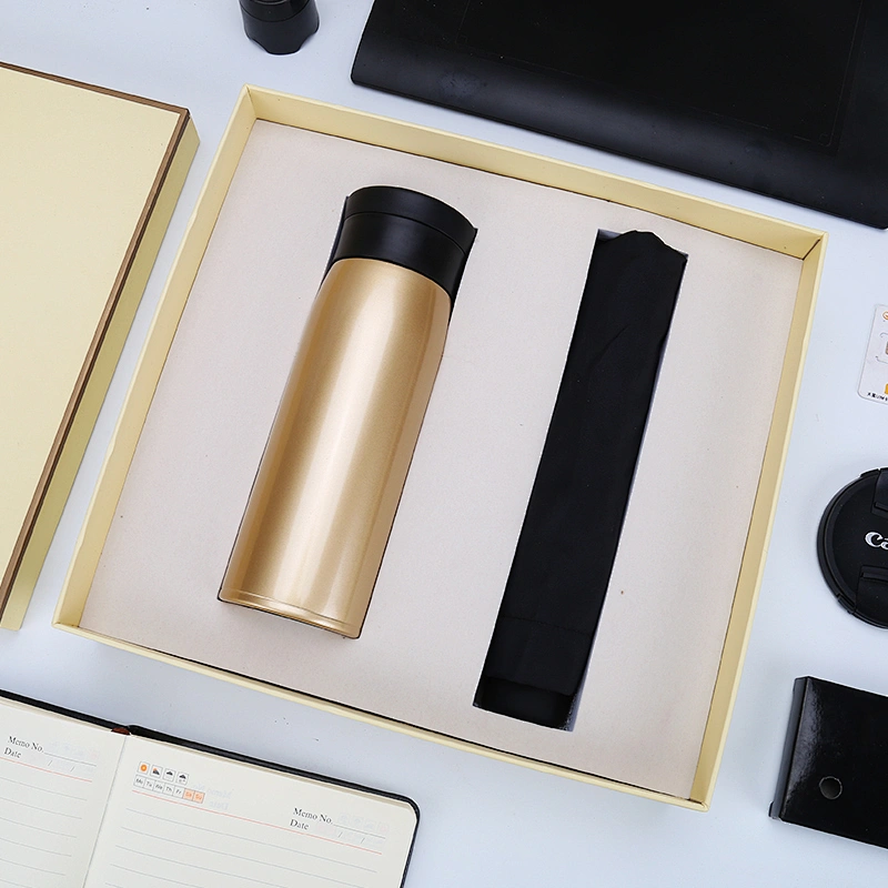 housewarming gifts 350ml flask bottle black umbrella business gift cooperation business gift set distribution