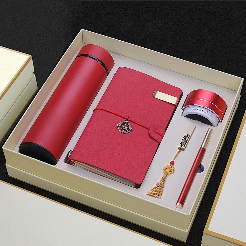 500ml flask bottle wooden pen notepad 8GB USB wireless bluetooth speaker business gift public relations planning gifts