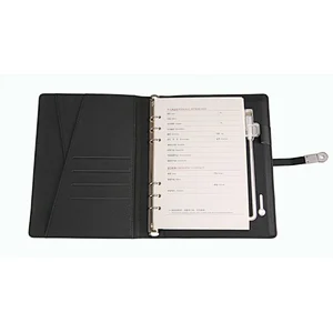 2019 new Promotional custom design all-in-one A5 PU leather planner diary journal powerbank notebook