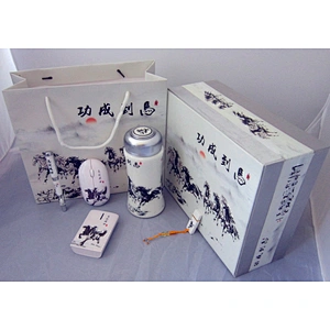 Vacuum Cup Pen U Disk Mouse Sets China Painting Pattern Business 3 Piece Gift Luxury VIP Company Office Stationery Gift Set