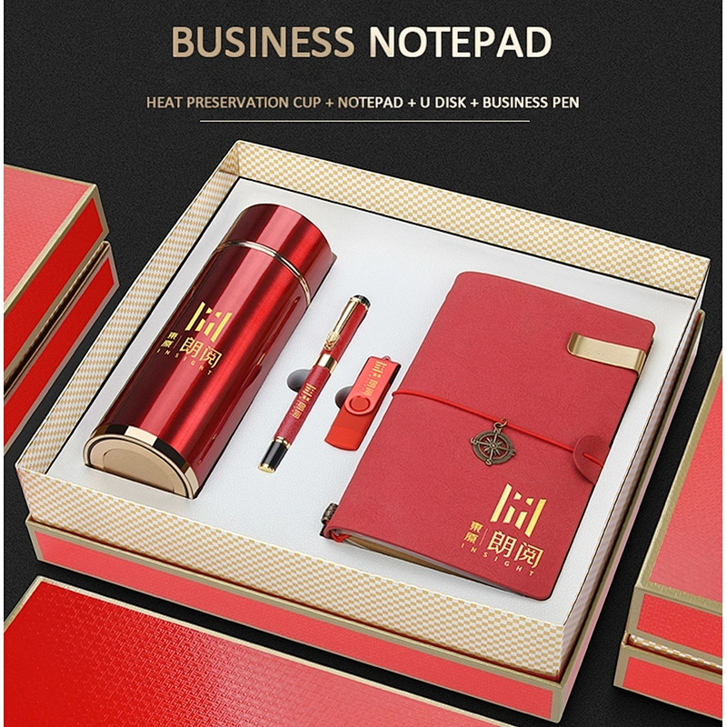 Advertising gift suitable for wholesale distribution agents 350ml flask bottle metal pen  notepad 8GB USB