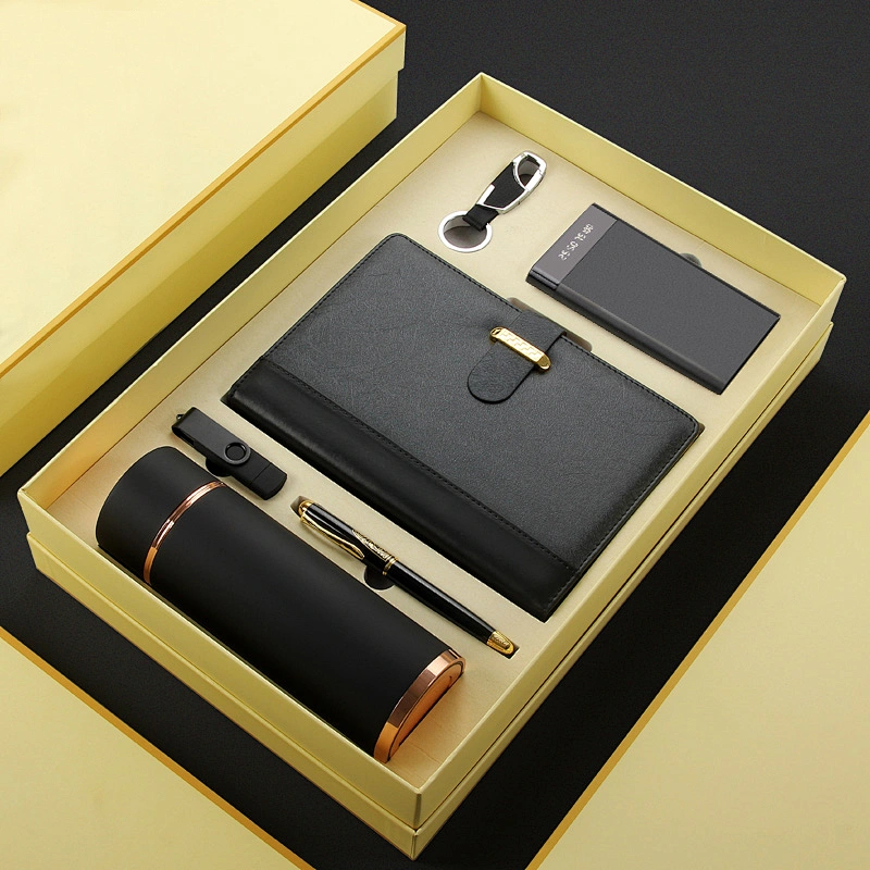 350ml flask bottle notepad metal pen 8GB USB 10000mah powerbank keychain customized logo wholesale gift set agent
