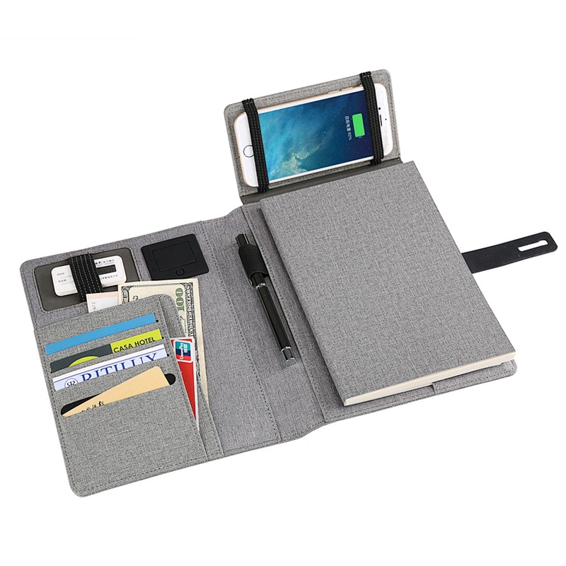 High Quality Leather Journal Diary Custom Power Bank Notebook With USB