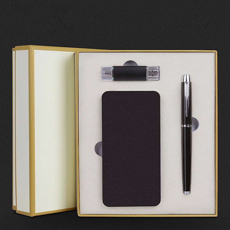 Pen Business Gift Set mobile power phone U disk metal pen set business custom welcome franchisees agents promotional gift