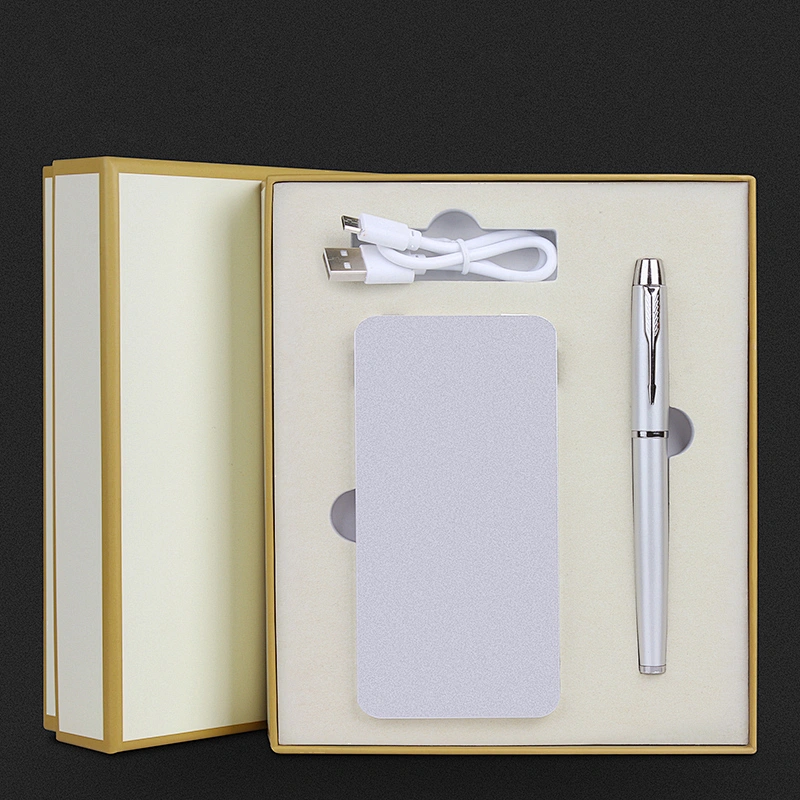 2019 custom color and logo gift set with metal pen power bank and  USB cable