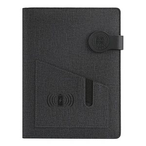 custom printing business gift set power bank pu leather diary notebook