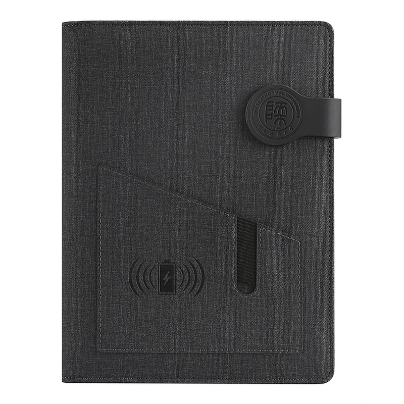 custom printing business gift set power bank pu leather diary notebook