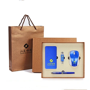 Customized Logo Fashion Promotional Executive In-stock Gift Set Luxury Mouse Pen U-disk Power Set