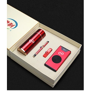 350ml flask bottle metal pen 8GB USB 10000mah powerbank cooperation business gift set distribution customized logo