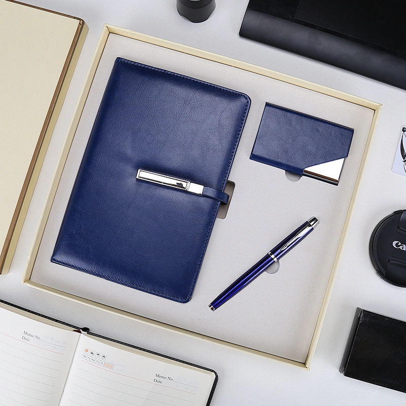 annual meeting card holder roller pen A5 notepad business gift set  wholesale agent distribution customized logo