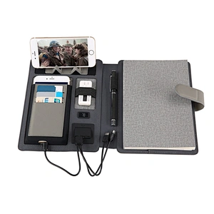 2019 New Hardcover Pu Leather Agenda USB And Power Bank notebook
