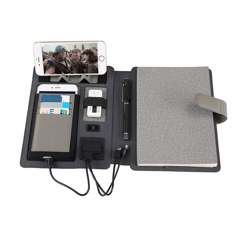 2019 New Hardcover Pu Leather Agenda USB And Power Bank notebook