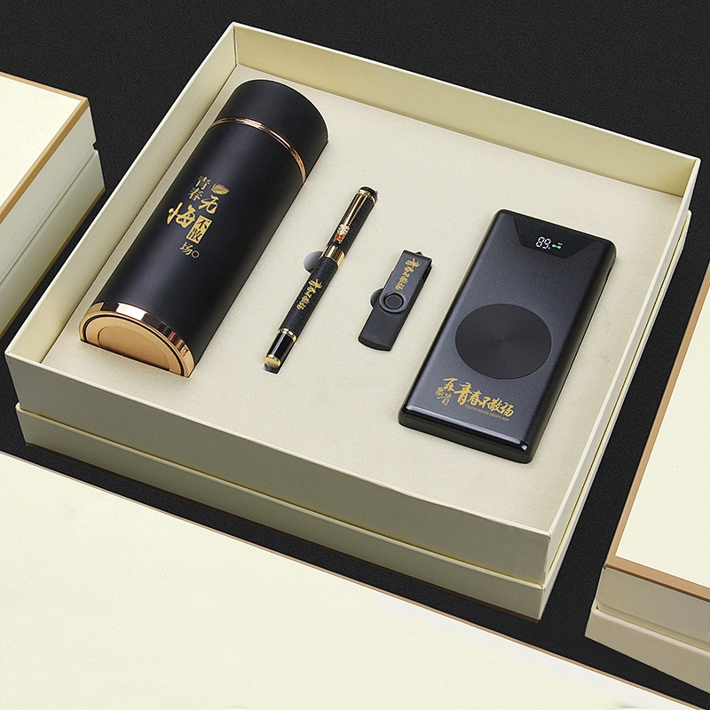 350ml flask bottle metal pen 8GB USB 10000mah powerbank Cross-border wholesale gift anniversary gift boxes