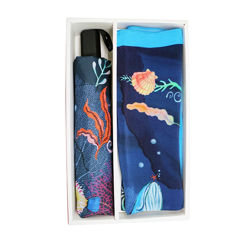 Nile Riverside Silk scarf and Art Umbrella Suit set
