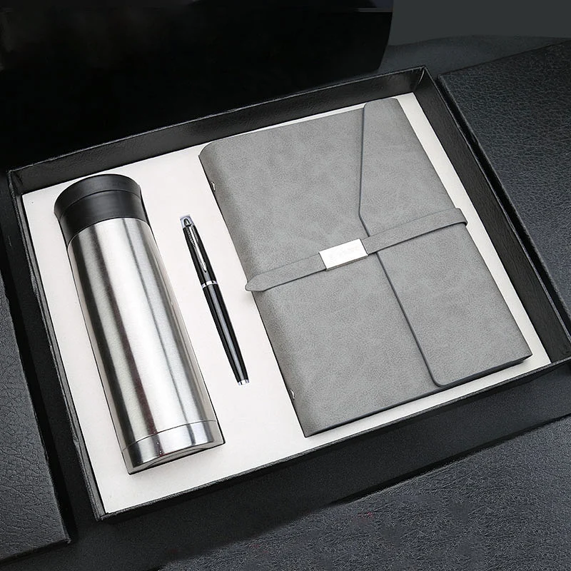 Luxury Custom Executive men and women vacuum flask notebook and pen boxed gift set
